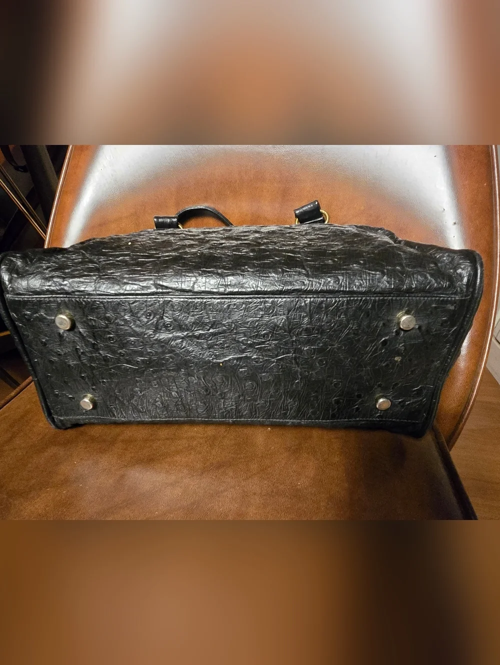 Pierre Cardin Vintage Black Faux Ostrich Bag 90s